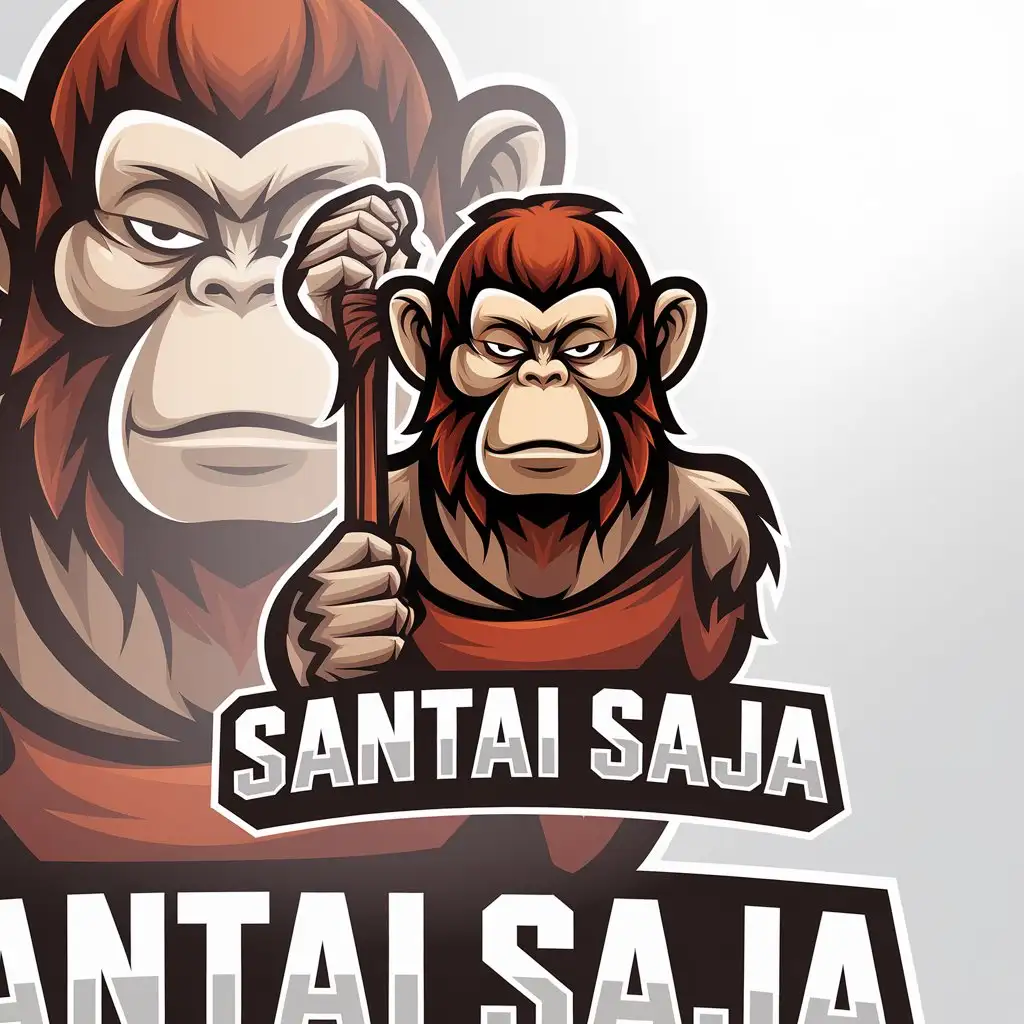 LOGO Design for Santai Saja Wukong Style Mascot with Clear Background