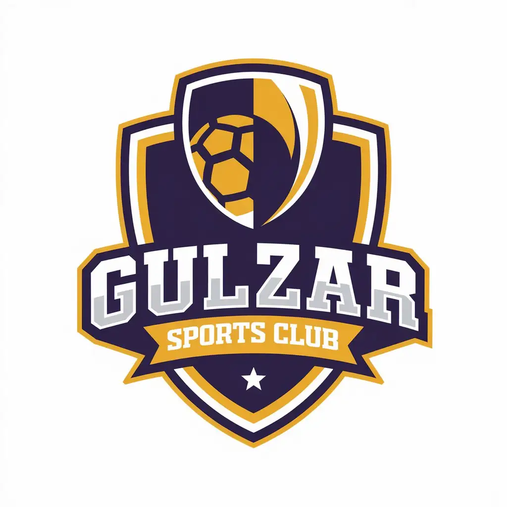 LOGO Design for Gulzar Sports Club Shield Symbol with Ball and Clear Background for Sports Industry