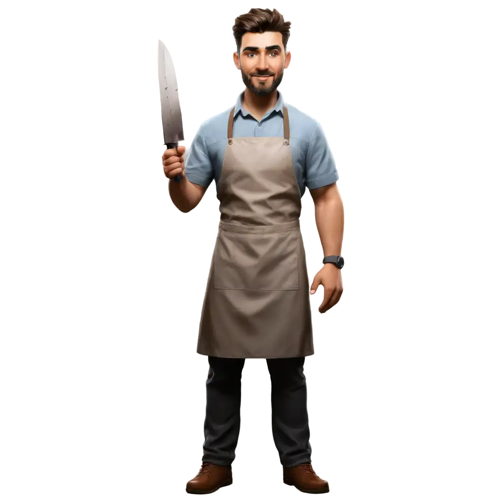 Butcher-with-Two-Knives-PNG-Image-HighQuality-Transparent-Sketch-Art-for-Various-Uses