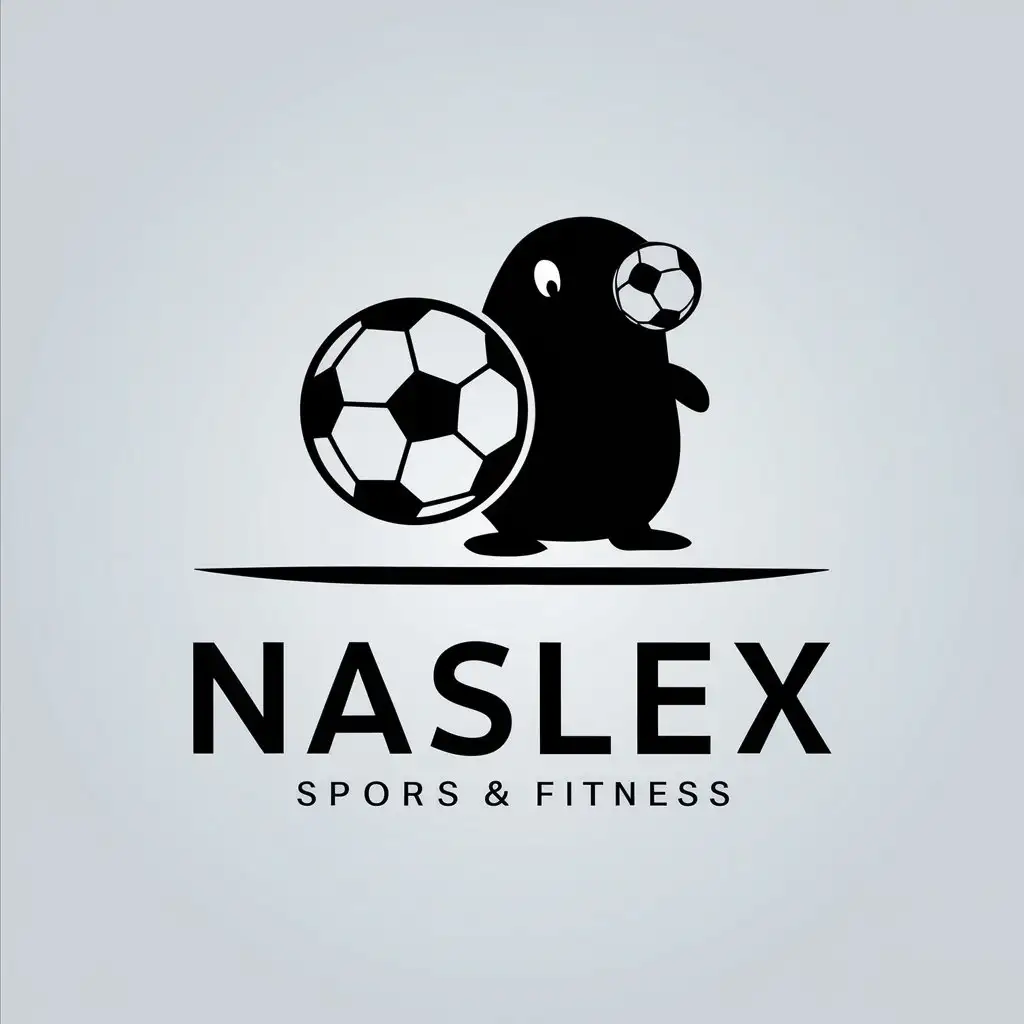 a vector logo design,with the text "naslex", main symbol:a mole and a soccer ball,Minimalistic,be used in Sports Fitness industry,clear background