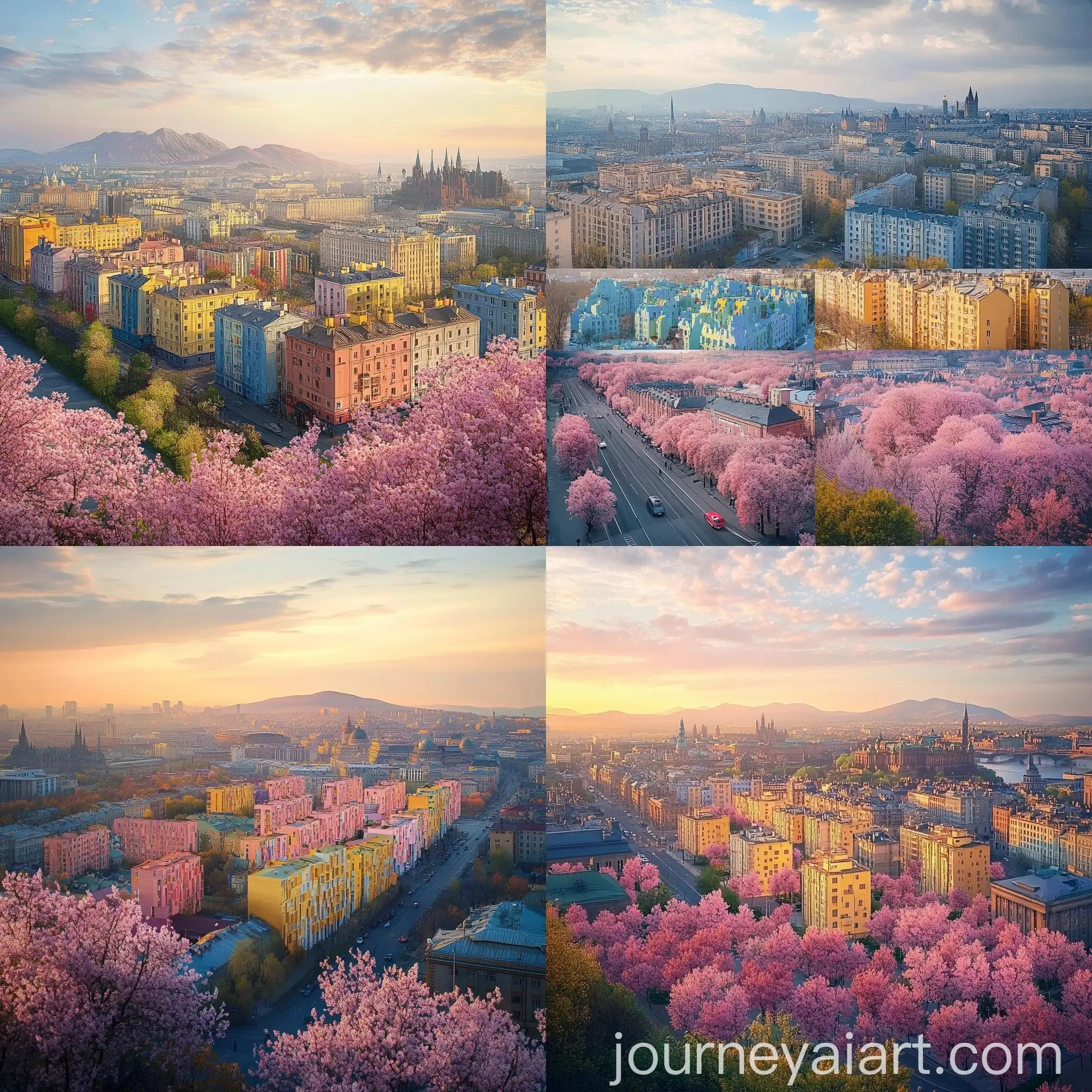 Scenic-Views-of-Kiev-Lavras-Edinburgh-Mountains-and-Washington-DC-Capitol-in-Blooming-Sakura
