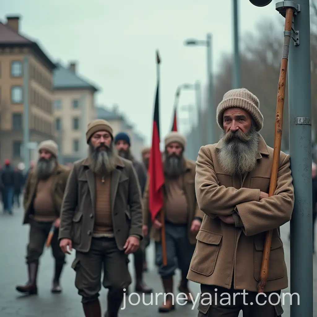 Group-of-Men-with-Sticks-and-Flags-Captured-in-Realistic-Security-Camera-Footage