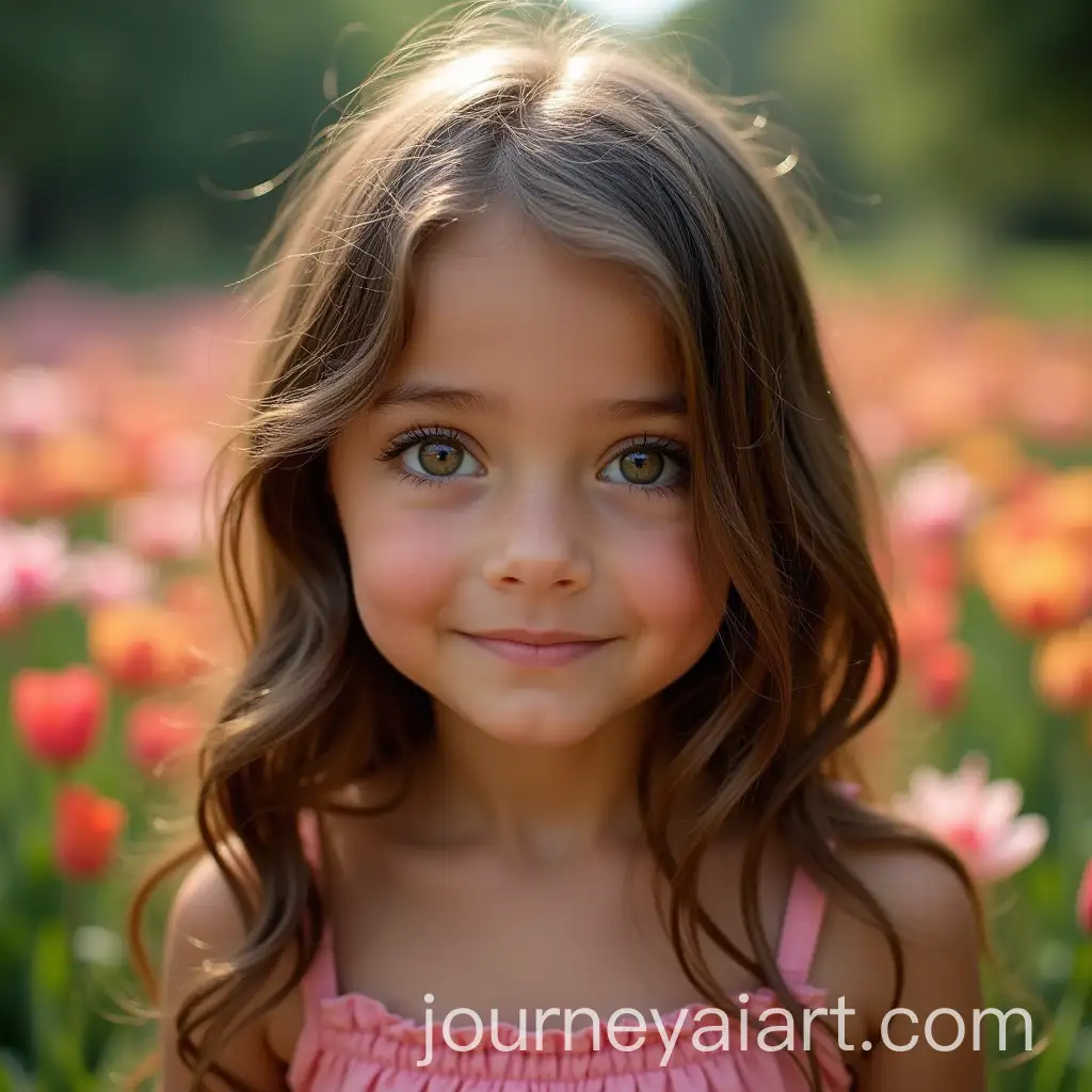 Young-Girl-with-Brown-Hair-in-Flower-Garden