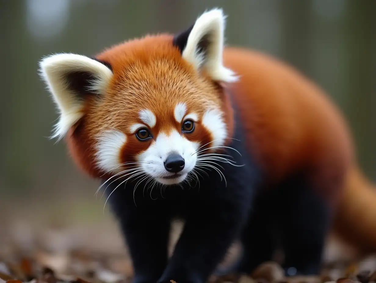 hand reaches for red panda