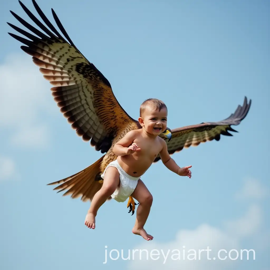 Falcon-Lifting-Baby-in-the-Sky-with-Gentle-Talons