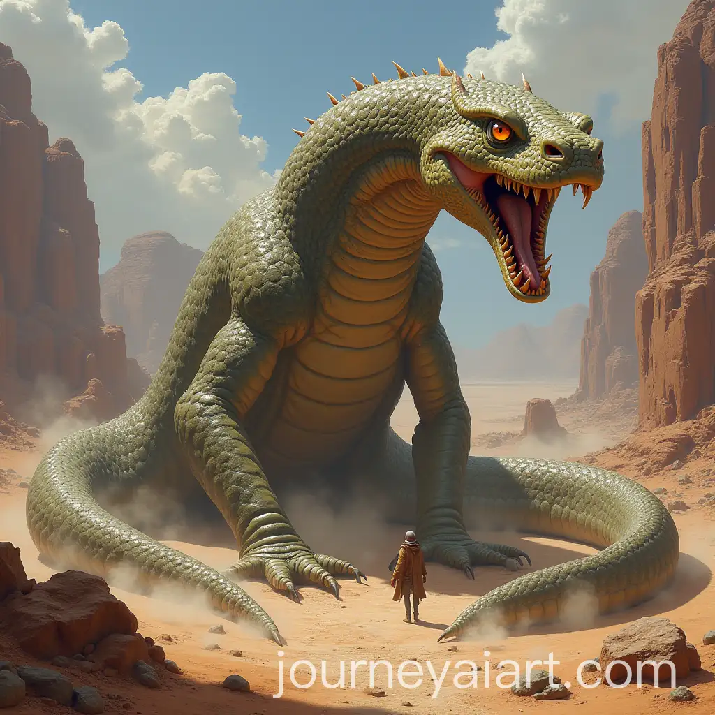 Ominous-Desert-Warlord-and-Giant-Snake-Writhing-in-Mystical-Landscape