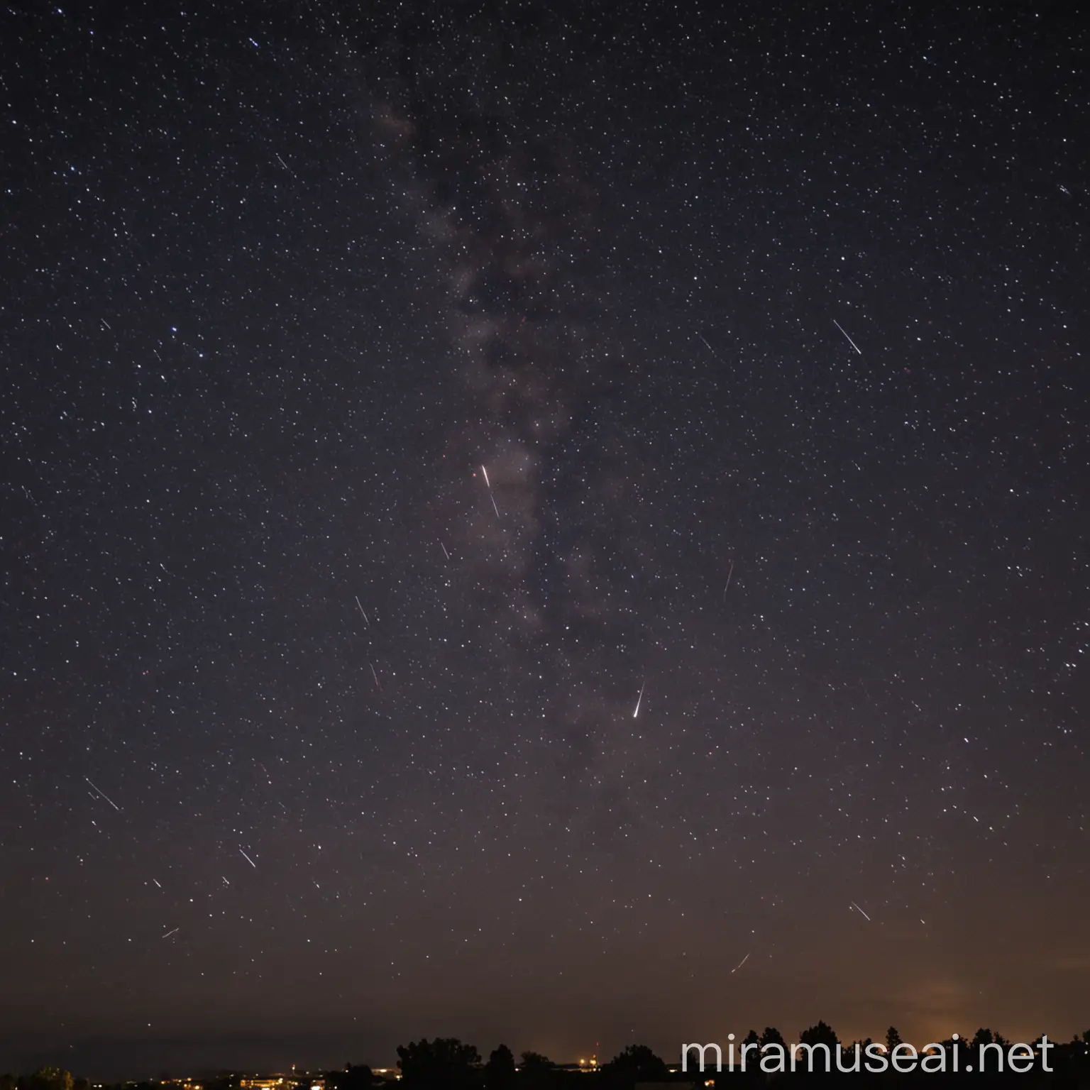 Bright Shooting Star in Night Sky