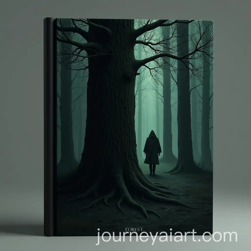 Mysterious-Forest-with-Shadowed-Figure-Behind-Tree-Trunk-DarkAI-Art-Prompt-Expansion-Fantasy-Book-Cover