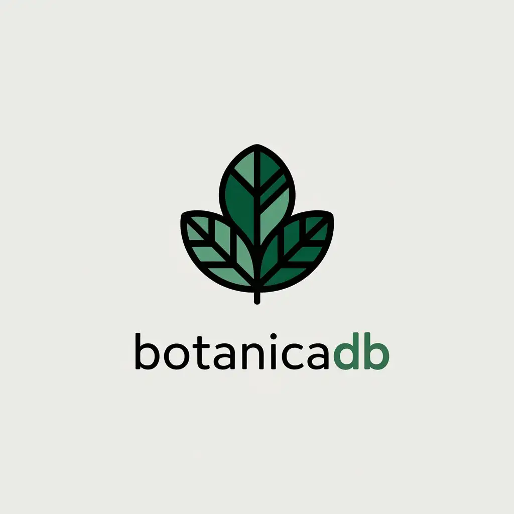 LOGO Design for BotanicaDB Minimalistic Leaf Symbol on Clear Background