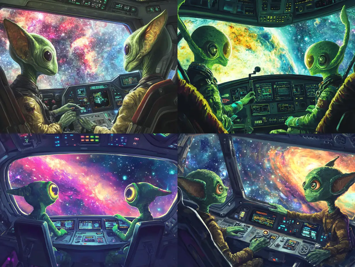 Two-Aliens-Exploring-the-Glimmer-Nebula-in-Their-Spacecraft