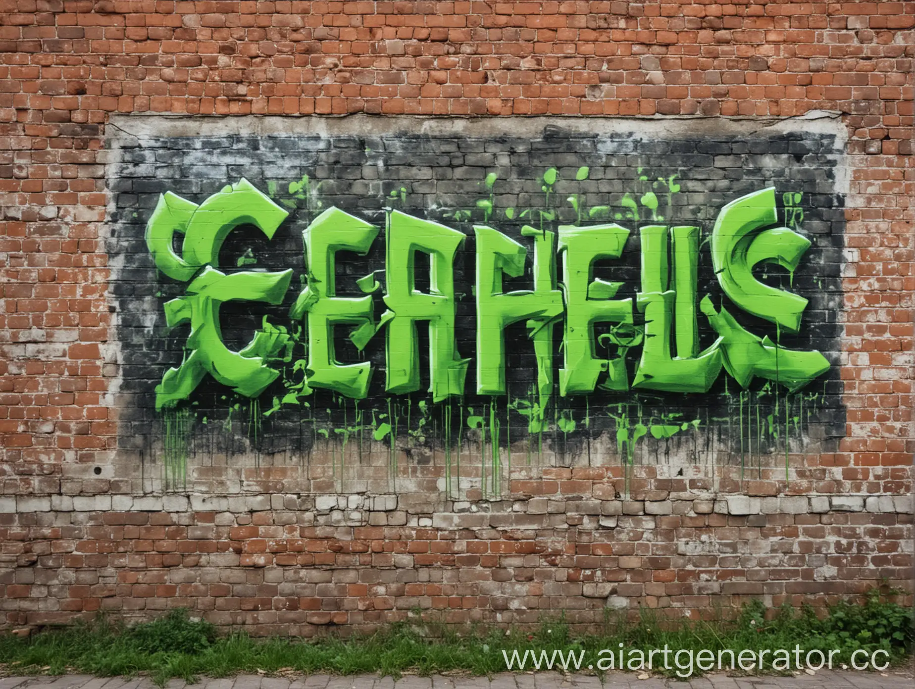 Graffiti-of-Cepheus-in-Poisonous-Green-on-Brick-Wall