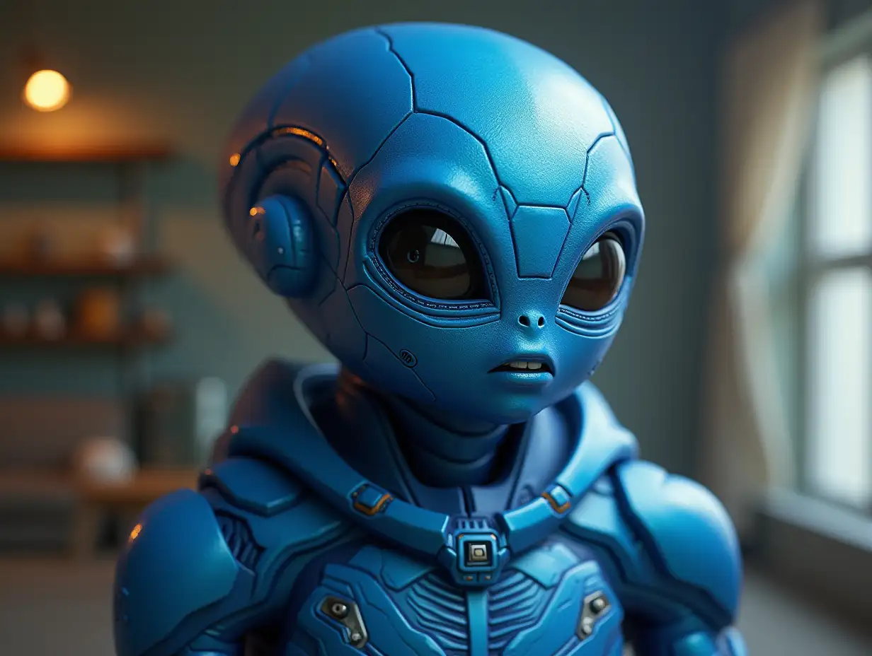 Alien with a blue Iron-Man suit