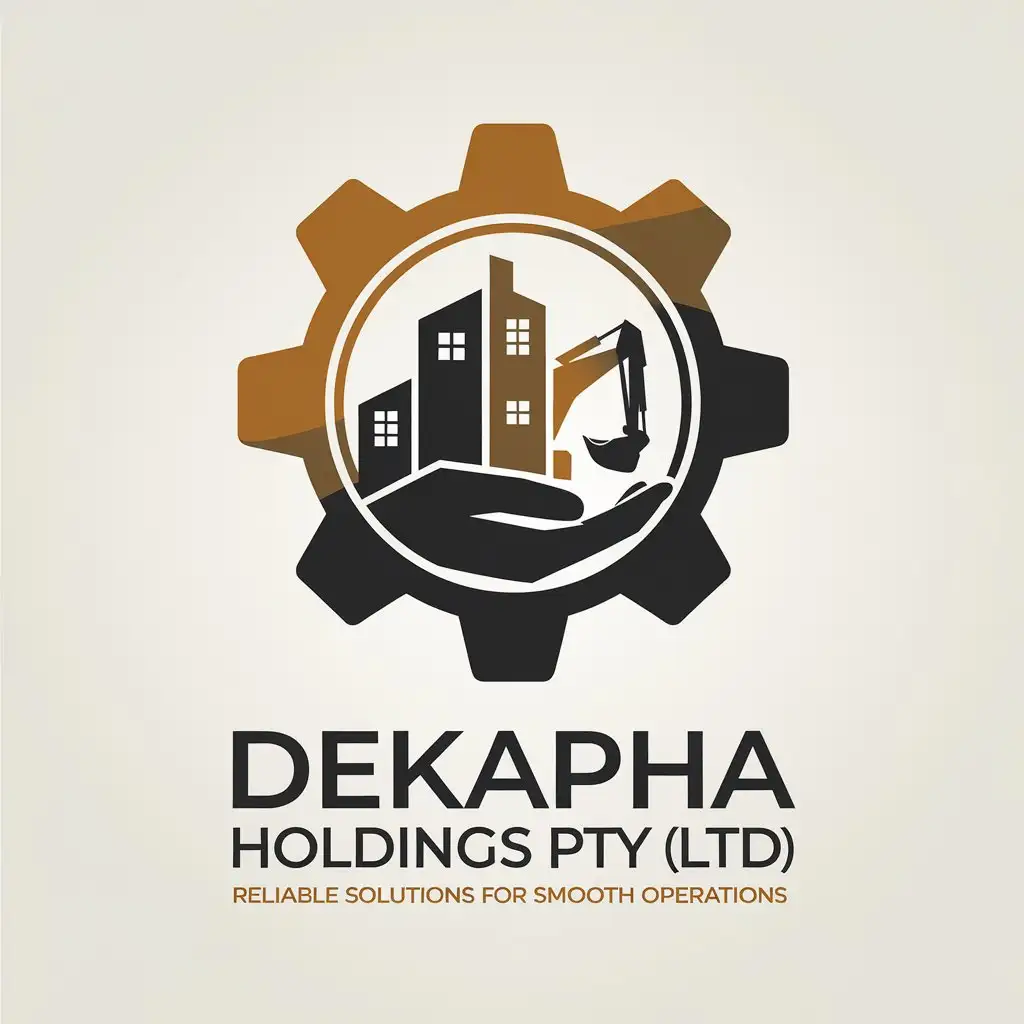 LOGO Design for Dekapha Holdings Modern Engineering Theme with Gears Buildings and Excavator