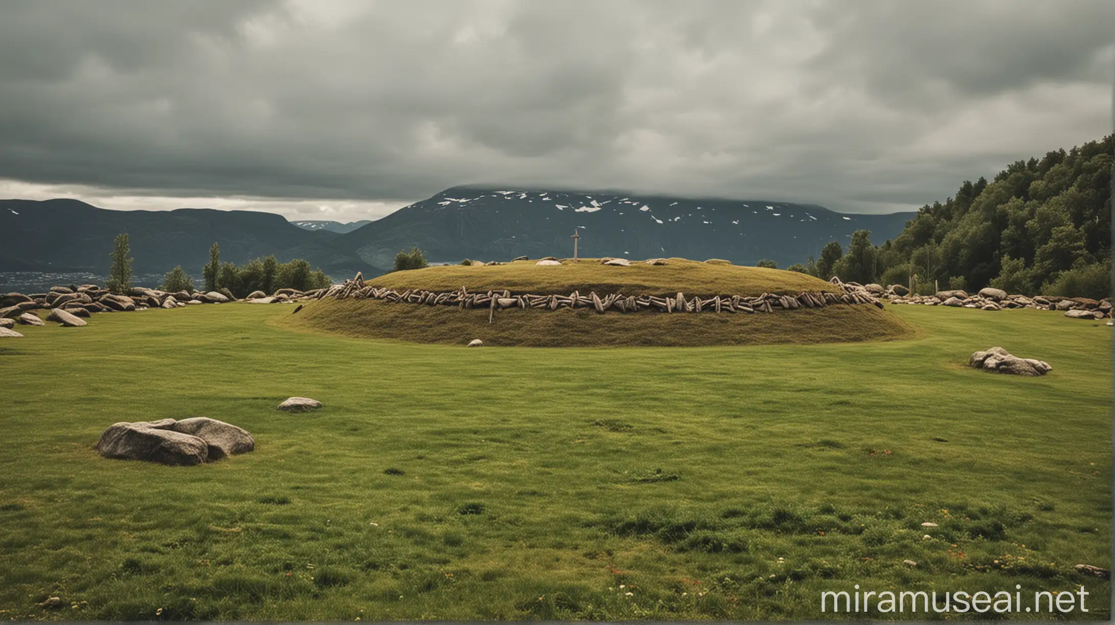 Show me a viking burial mound in Norway