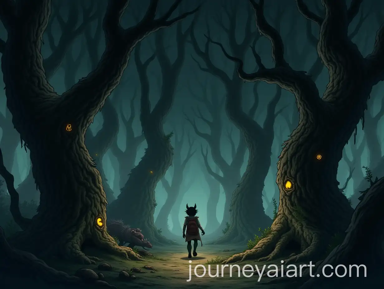 Cautious-Traveler-in-aAI-Image-Prompt-Expansion-Twisted-Ancient-Forest-with-Glowing-Amber-Glyphs