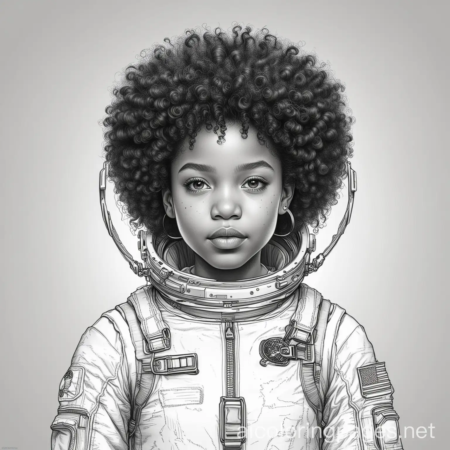 Black-Girl-Astronaut-in-Simple-Coloring-Page