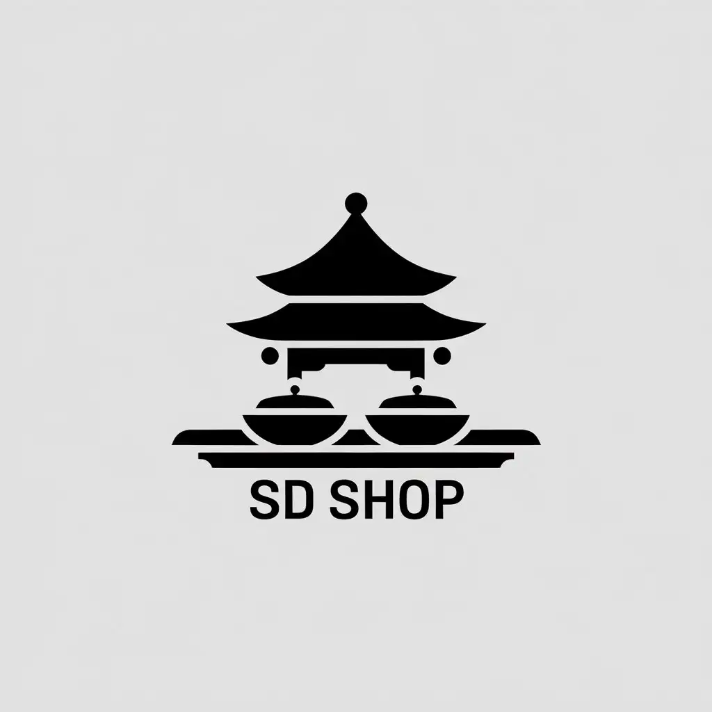 LOGO Design for SD Shop Asian Pagoda and Dishes in Minimalistic Style for Retail Industry