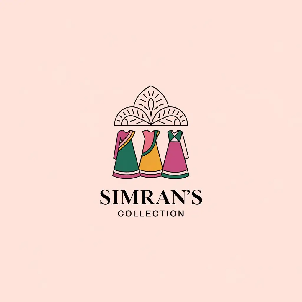 LOGO Design for Simrans Collection Minimalistic Indian Womens Clothing Theme for Retail Industry