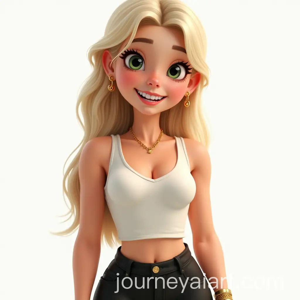 AI-Image-ExpansionRealistic-Portrait-of-a-Girl-with-Shiny-Skin-and-Green-Eyes-Wearing-White-Top-and-Black-Pants