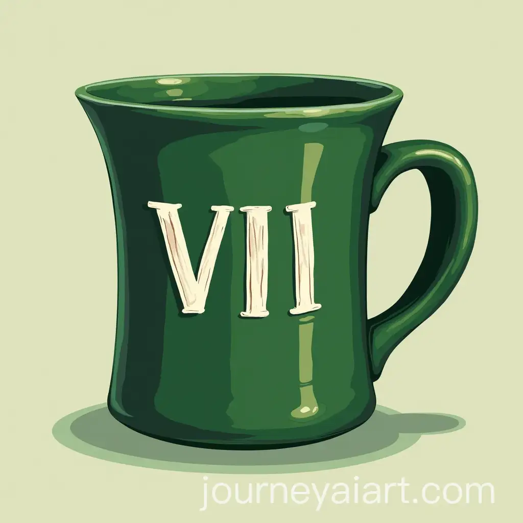 Green-Mug-with-VII-Written-in-Brush-Font