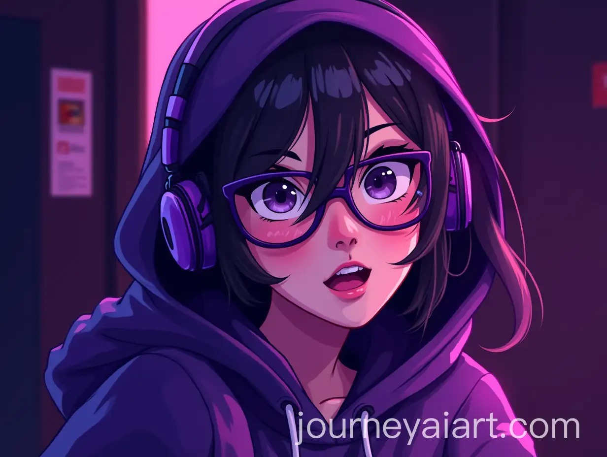 Female-Gaming-Banner-with-Purple-and-Black-Theme-Glasses-and-2005-Cartoon-Style-References