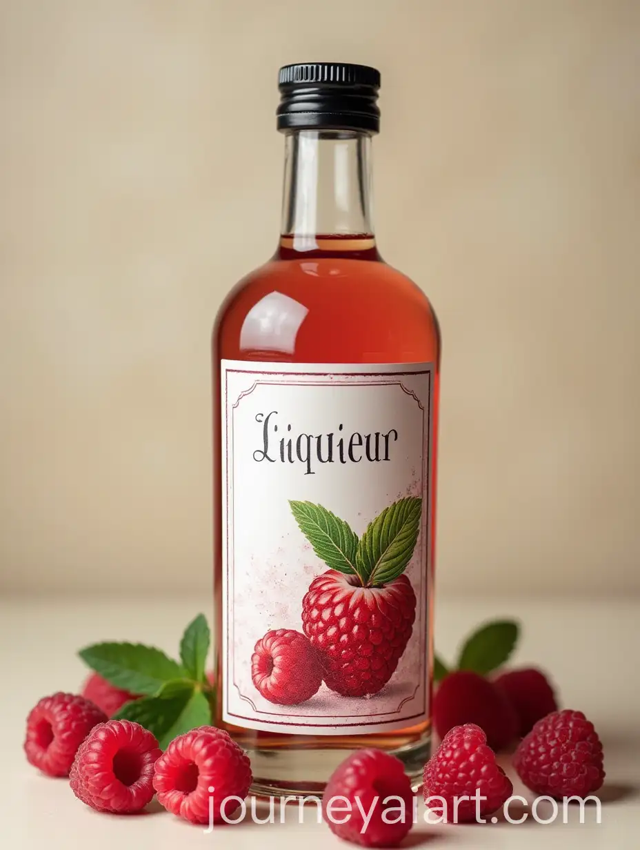 Raspberry-and-Mint-LiqueurAI-Art-Prompt-Expansion-Wine-Label-Design-on-Paper