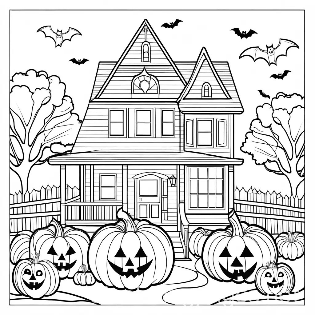 Childrens-Halloween-Coloring-Page-with-Simple-Line-Art-on-White-Background