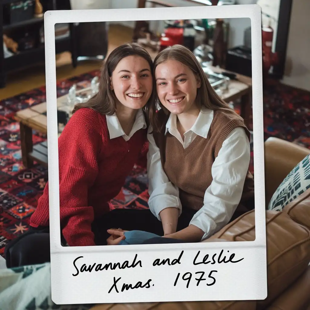 Vintage-Polaroid-with-Handwritten-Christmas-Memory-Savannah-and-Leslie-Xmas-1975