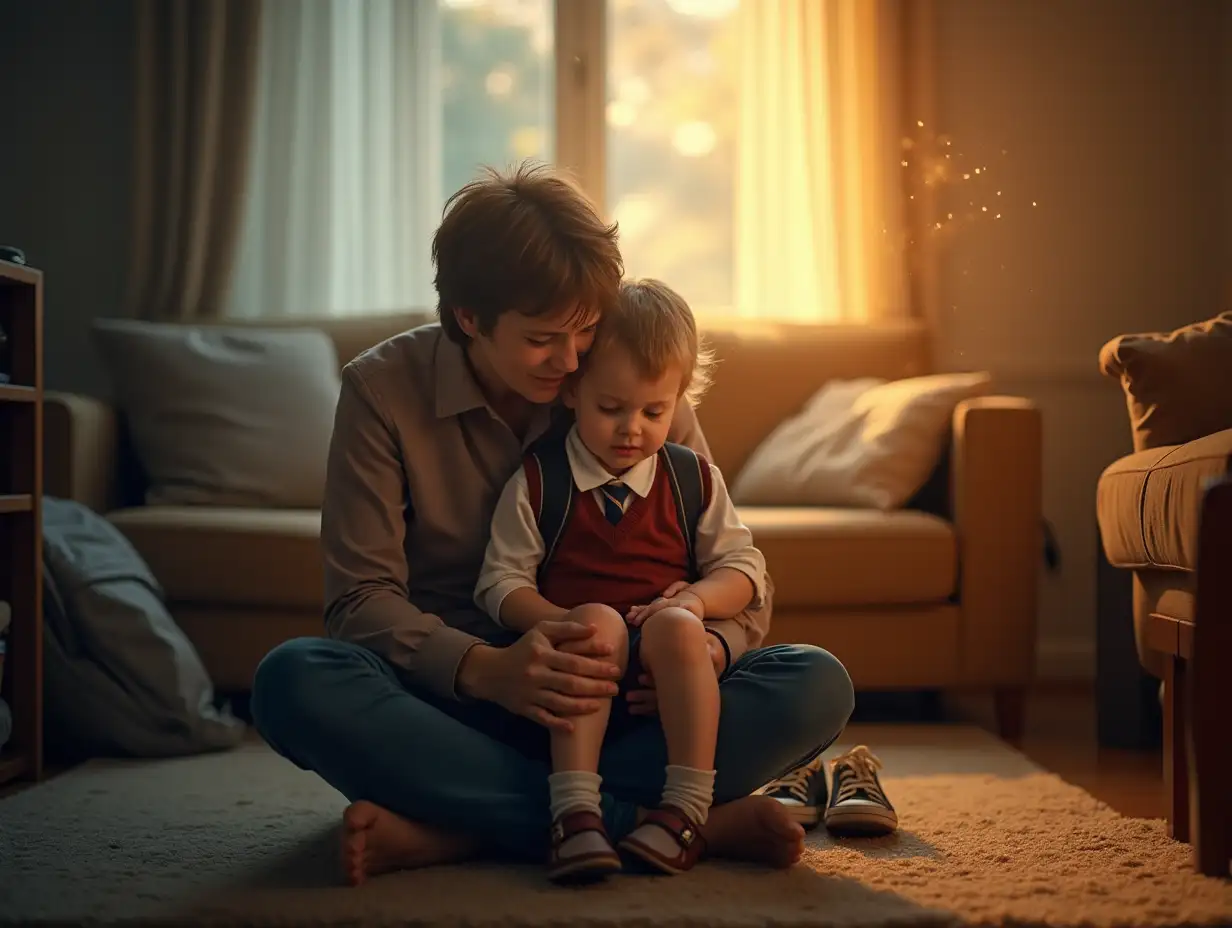 Parent-and-Neurodivergent-Child-in-Cozy-Living-Room-Embraced-by-Calm-Energy