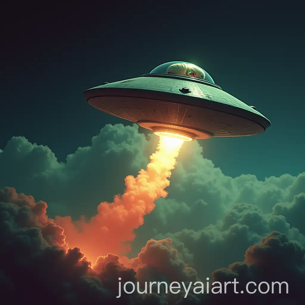 RetroFuturistic-UFO-with-Nordic-Alien-Pilot-Blasting-Off-in-Cinematic-Twilight-Zone-Style