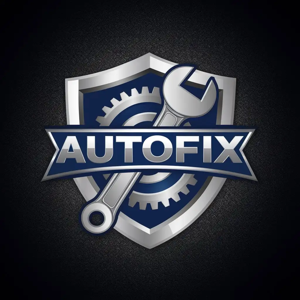 LOGO Design for AutoFix Wrench and Gear Integration with Modern Silver Blue Theme