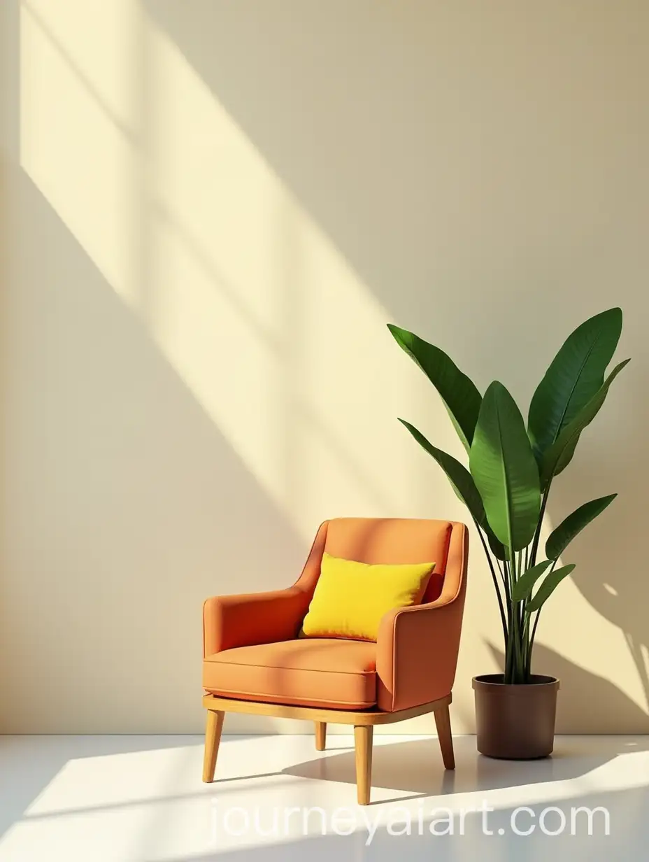 Elegant-Lounge-Chair-with-Green-Plant-Pot-in-Natural-Sitting-Area