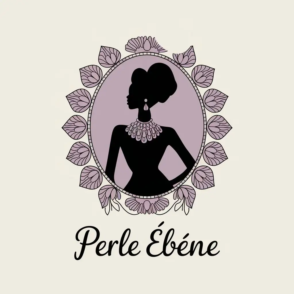 LOGO Design for Perle bne Black Silhouette of African Woman Wearing Jewelry with Clear Background