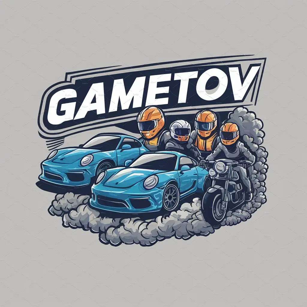 LOGO-Design-for-GameTOV-Dynamic-Sports-Cars-and-Motorcycle-with-Clear-Background