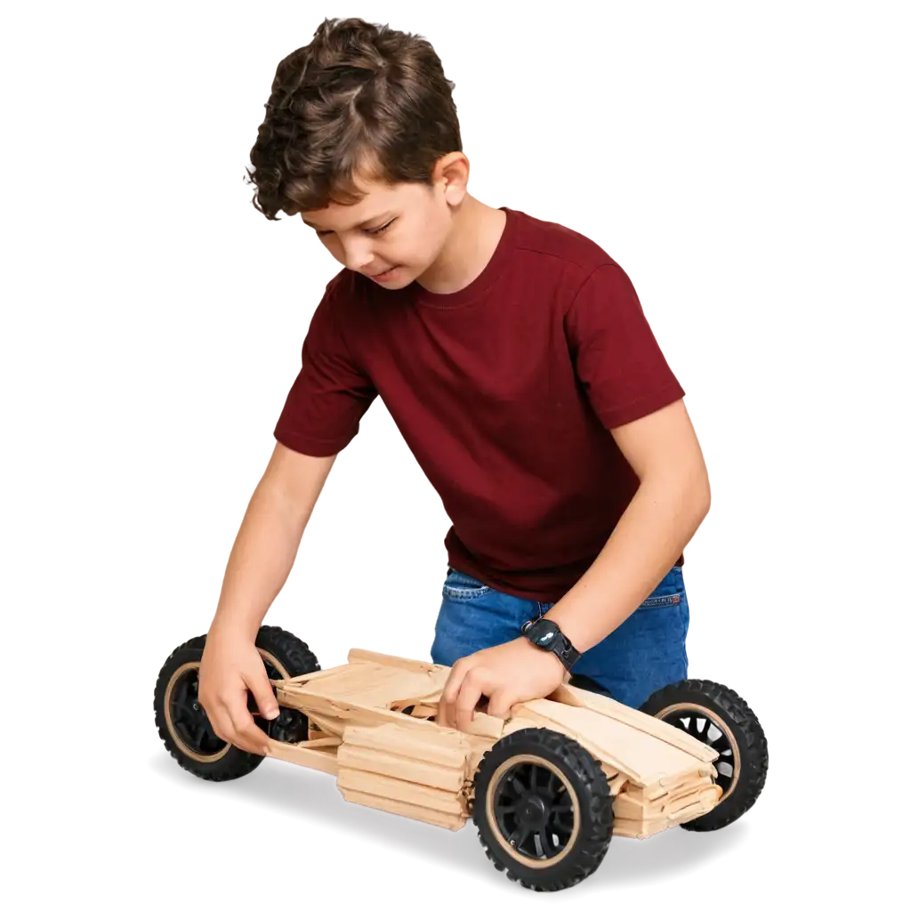 Kid-Making-Racing-Car-from-DC-Motor-with-Ice-Cream-Sticks-PNG-Image-for-Creative-Projects