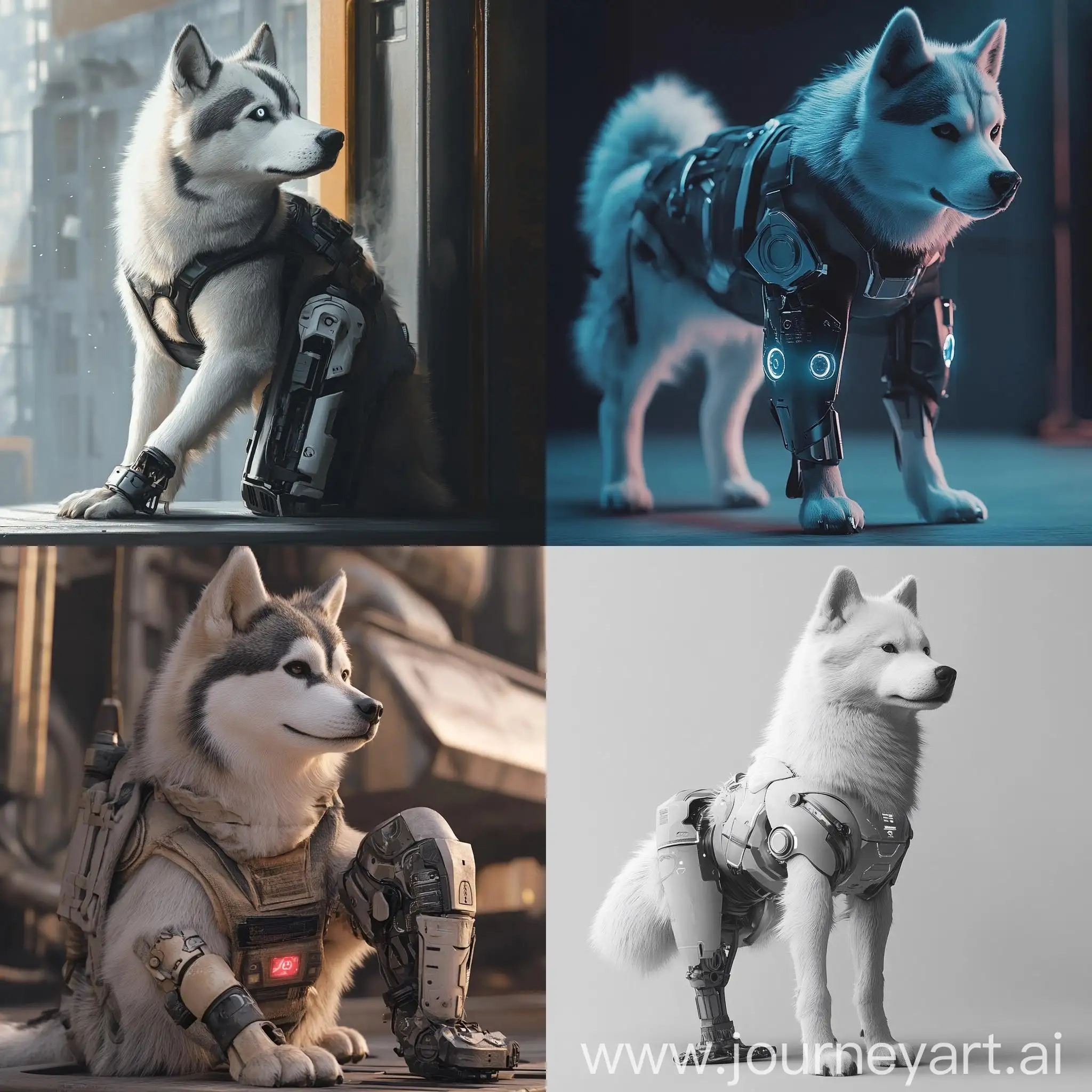 Futuristic-Prosthetic-Leg-on-a-Furry-Husky