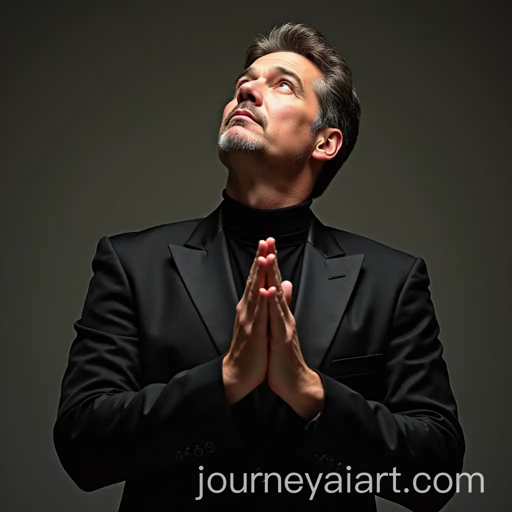 ElAI-Image-Prompt-Expansionon-Musk-with-Hands-Joined-Looking-Up-Thoughtfully