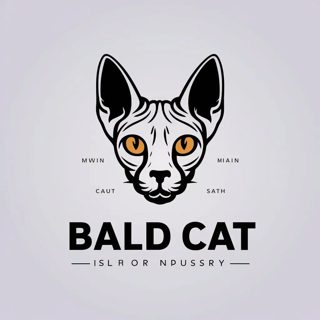 a vector logo design,with the text "Bald Cat", main symbol:sphynx cat,complex,be used in Internet industry,clear background