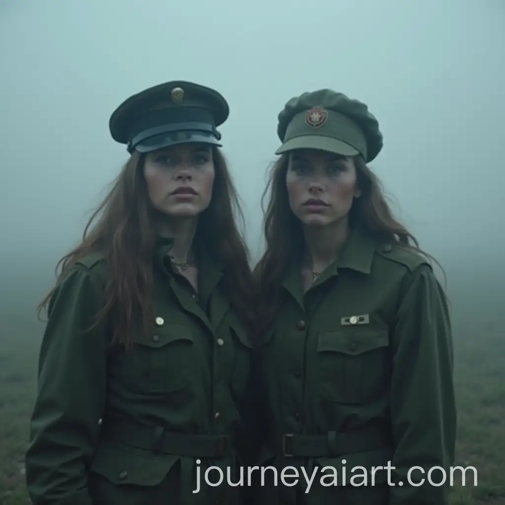 Pretty-Girls-in-Military-Clothes-Standing-in-the-Fog