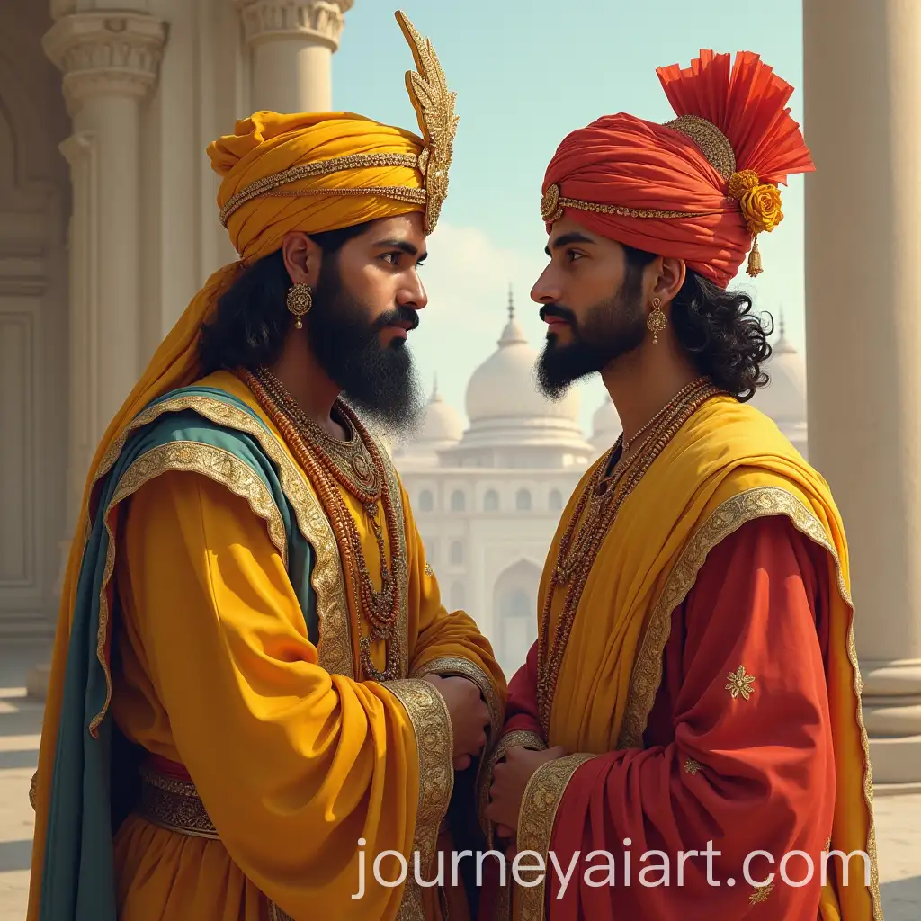 Akbar-and-Birbal-StoryAI-Art-Prompt-Expansiontelling-Scene-with-Royal-Palace-Background