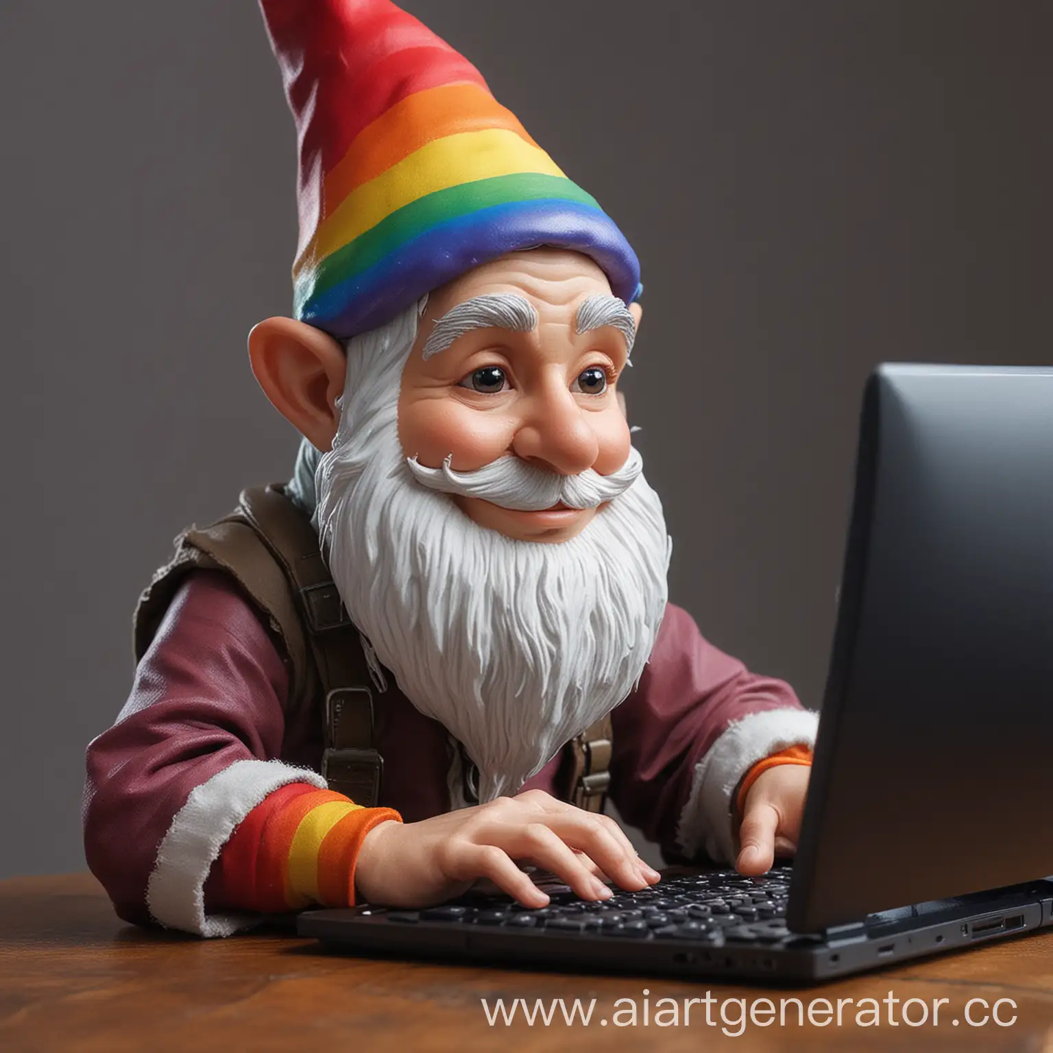 Playful-Gay-Gnome-Using-Computer-in-Magical-Forest