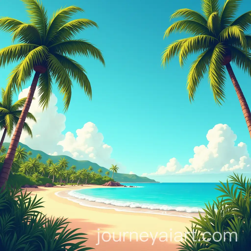 Sunny-Florida-Beach-Landscape-with-Palm-Trees-and-Coastline