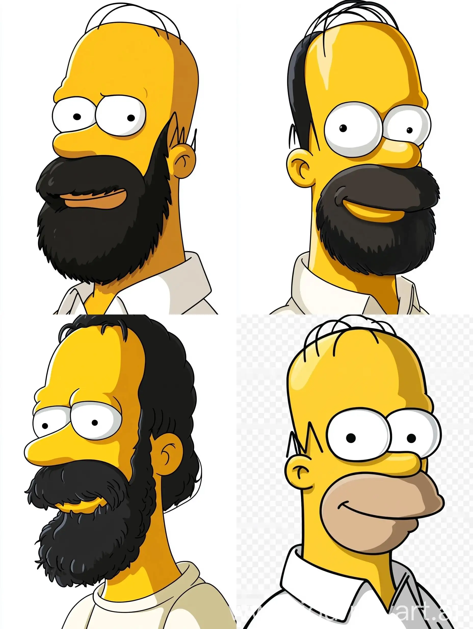 Cartoon-Character-Homer-Simpson-with-Thick-Black-Hair-and-Beard-on-Transparent-Background