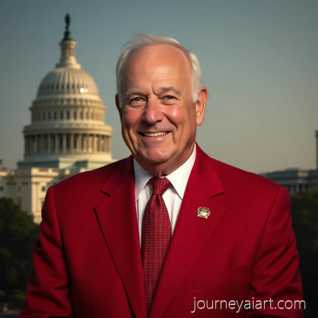 Official-Portrait-of-Dick-Cheney-in-Red-Suit-with-US-Capitol-Background