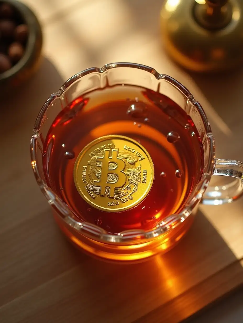 Tea inside the golden coin