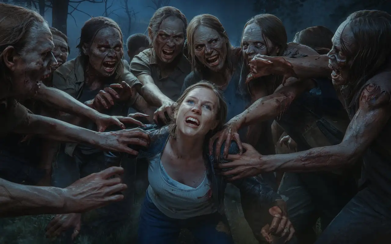 Terrifying-Zombie-Crowd-Attacks-Defenseless-Woman-in-Nightmarish-Horror-Scene