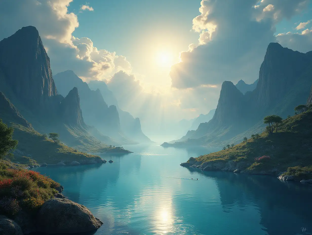 Create for me a photorealistic image of Paradise in Heaven