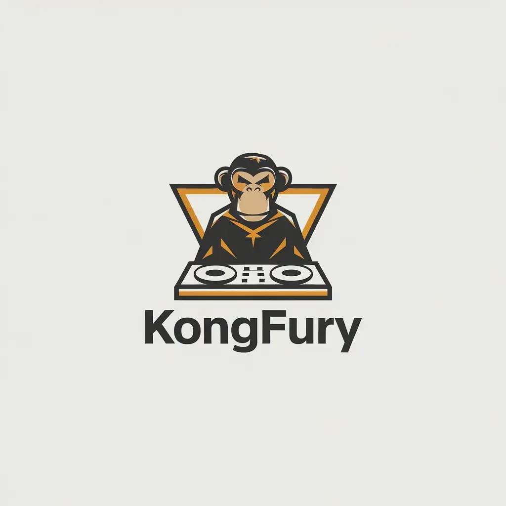 LOGO Design for Kongfury DJ Affe Kampf Rave with Minimalistic Style and Clear Background