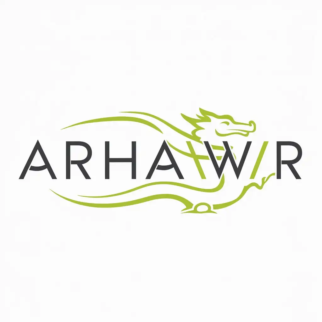 a logo design,with the text "ArhaWR", main symbol:A water dragon in neon green style,Moderate,be used in Others industry,clear background