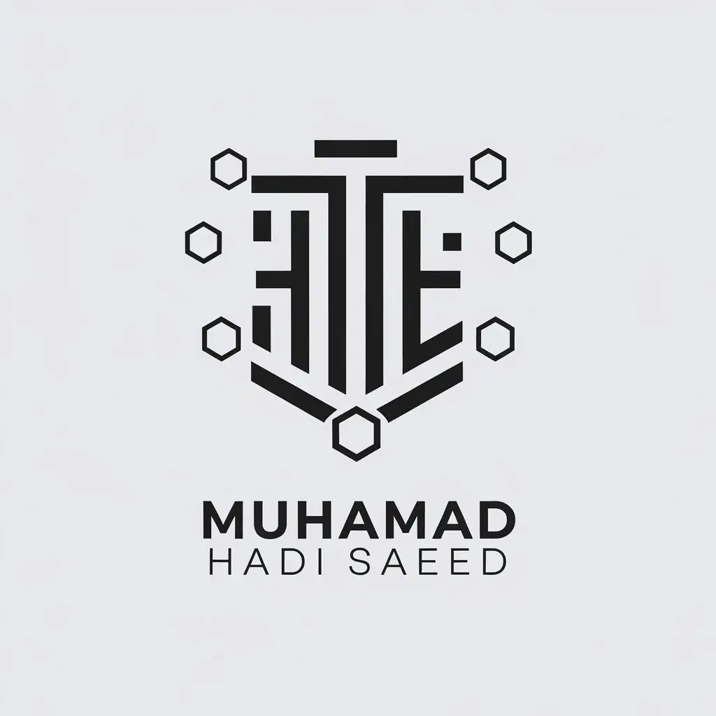 a vector logo design,with the text "Muhamad hadi saeed", main symbol:ITE,Minimalistic,be used in Technology industry,clear background